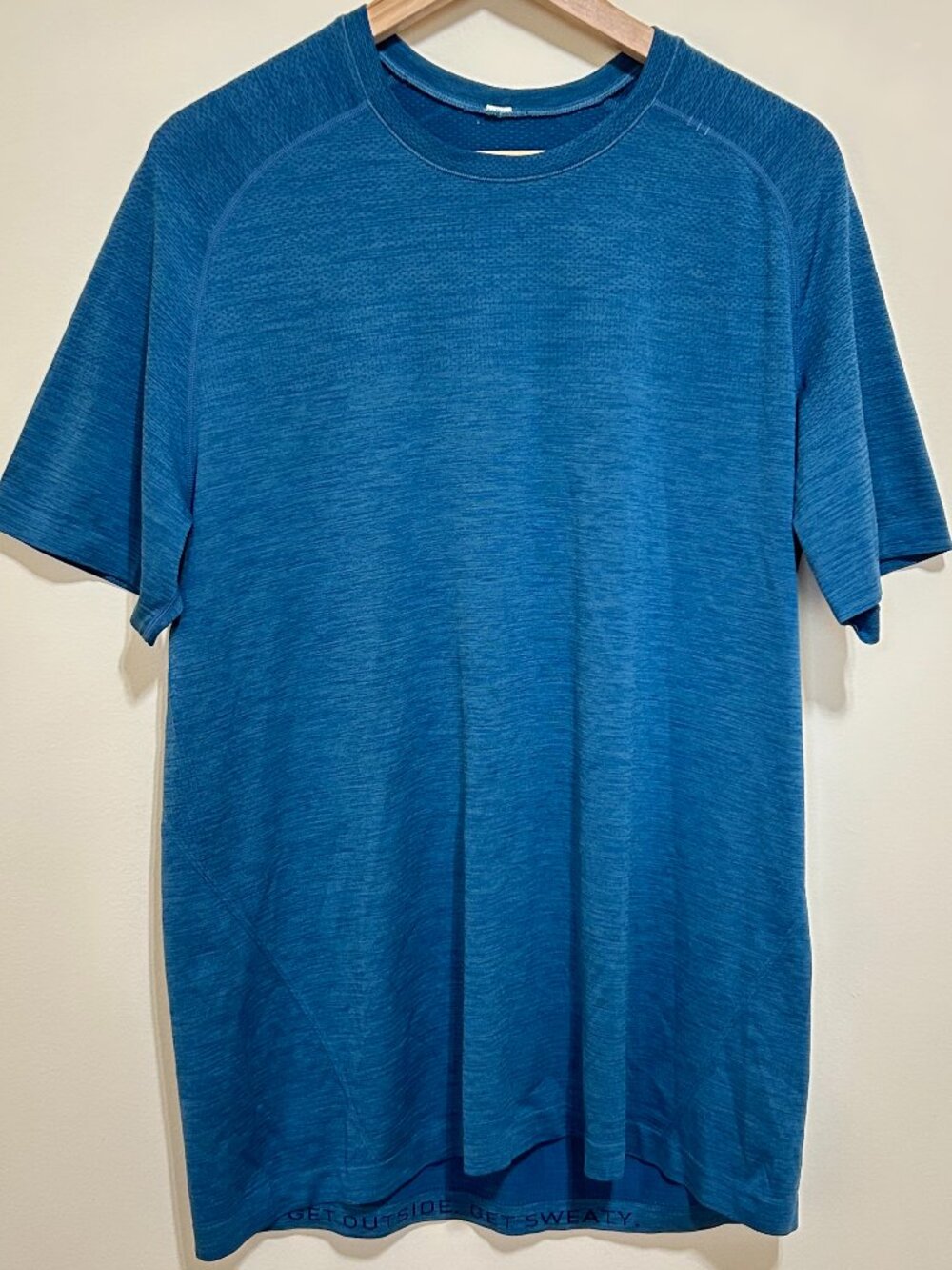 Lululemon Crew Neck Short Sleeve T-Shirt Heathered Blue Mens Size L